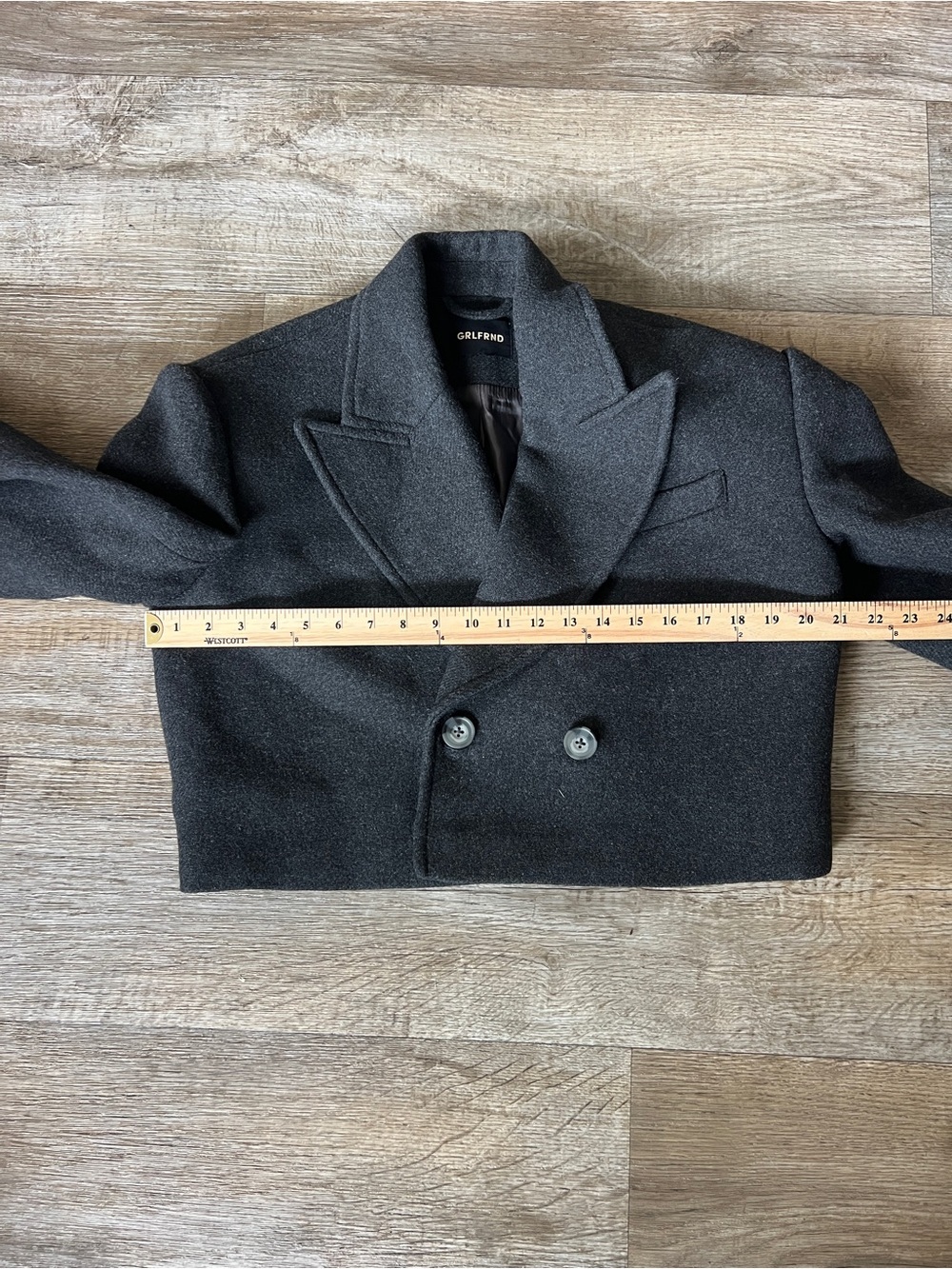 GRLFRND x Emily Jemma The Short Coat in Dark Grey from REVOLVE - Picture 7 of 12